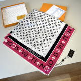 Louis Vuitton Fashion Versatile Logo Printed Silk Square Towel 90 x 90 CM