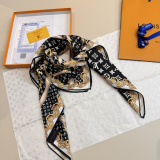 Louis Vuitton Classic Fashion Versatile Logo Chain Printed Silk Square Towel 90 x 90 CM