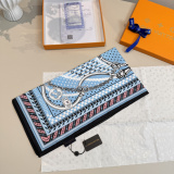 Louis Vuitton Fashion Versatile Color Blocked Logo Printed Silk Square Towel 90 x 90 CM