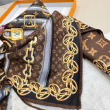 Louis Vuitton Classic Fashion Versatile Logo Chain Printed Silk Square Towel 90 x 90 CM