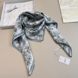 Dior Fashion Versatile Floral Printed Silk Square Towel 90 x 90 CM