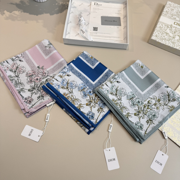 Dior Fashion Versatile Floral Printed Silk Square Towel 90 x 90 CM