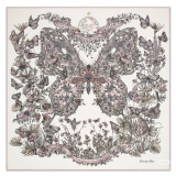 Dior Butterfly Around The World Fashion Versatile Silk Square Towel 90 x 90 CM