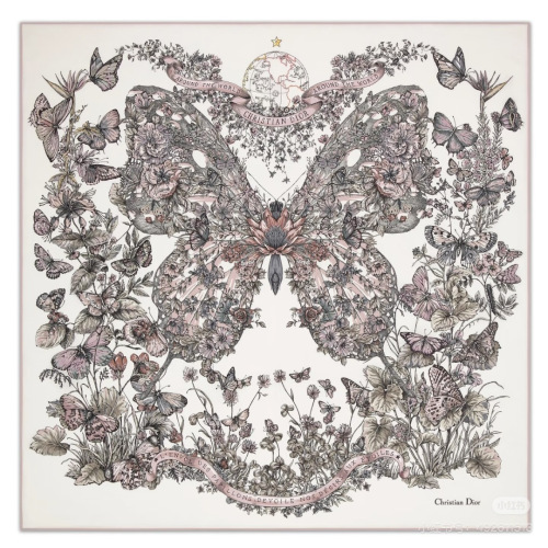 Dior Butterfly Around The World Fashion Versatile Silk Square Towel 90 x 90 CM