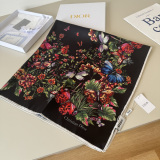 Dior Fashion Versatile Floral Printed Silk Square Towel 90 x 90 CM