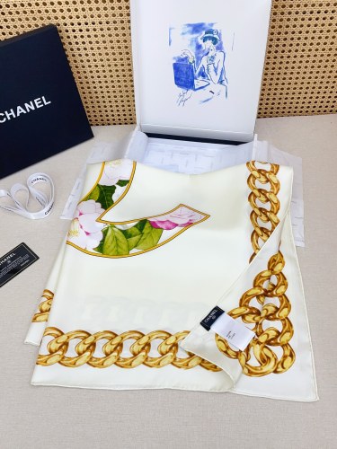 Chanel Fashion Versatile Double Sided Same Color Silk Square Towel 90 x 90 CM