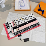 Louis Vuitton Fashion Versatile Colorful Striped Printed Silk Square Towel 90 x 90 CM