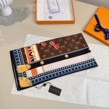 Louis Vuitton Fashion Versatile Colorful Striped Printed Silk Square Towel 90 x 90 CM
