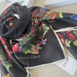 Dior Fashion Versatile Floral Printed Silk Square Towel 90 x 90 CM
