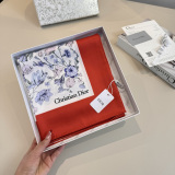Dior Fashion Versatile Floral Logo Printed Silk Square Towel 90 x 90 CM
