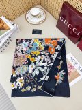 Gucci Fashion Versatile Flower Printed Double Sided Same Color Silk Square Towel 90 x 90 CM