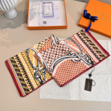 Louis Vuitton Fashion Versatile Color Blocked Logo Printed Silk Square Towel 90 x 90 CM