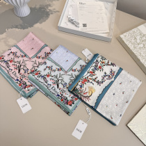 Dior Fashion Versatile Floral Printed Silk Square Towel 90 x 90 CM