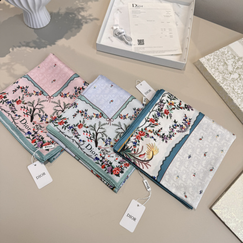 Dior Fashion Versatile Floral Printed Silk Square Towel 90 x 90 CM