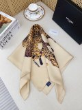 Yves Saint Laurent Fashion Versatile Leopard Printed Double Sided Same Color Silk Square Towel 90 x 90 CM