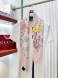 Gucci Fashion Versatile Flower Printed Double Sided Same Color Silk Square Towel 90 x 90 CM