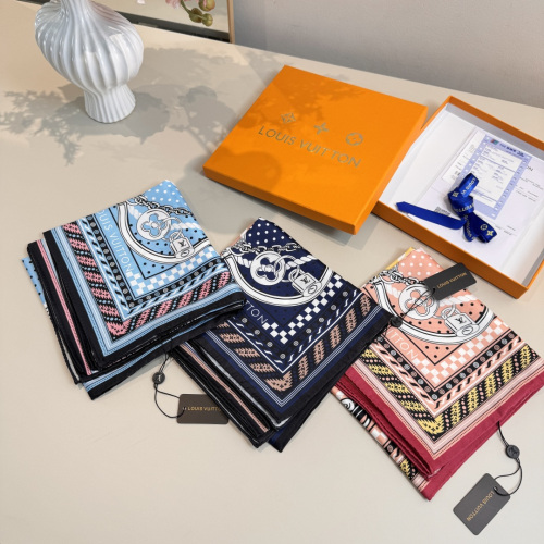 Louis Vuitton Fashion Versatile Color Blocked Logo Printed Silk Square Towel 90 x 90 CM