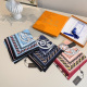Louis Vuitton Fashion Versatile Color Blocked Logo Printed Silk Square Towel 90 x 90 CM