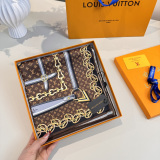 Louis Vuitton Classic Fashion Versatile Logo Chain Printed Silk Square Towel 90 x 90 CM
