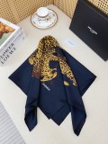 Yves Saint Laurent Fashion Versatile Leopard Printed Double Sided Same Color Silk Square Towel 90 x 90 CM
