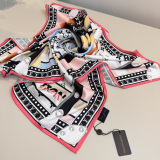 Louis Vuitton Fashion Versatile Colorful Striped Printed Silk Square Towel 90 x 90 CM