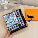 Louis Vuitton Fashion Versatile Color Blocked Logo Printed Silk Square Towel 90 x 90 CM