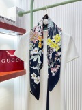 Gucci Fashion Versatile Flower Printed Double Sided Same Color Silk Square Towel 90 x 90 CM