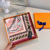 Louis Vuitton Fashion Versatile Color Blocked Logo Printed Silk Square Towel 90 x 90 CM