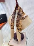 Yves Saint Laurent Fashion Versatile Leopard Printed Double Sided Same Color Silk Square Towel 90 x 90 CM