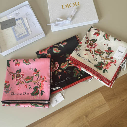 Dior Fashion Versatile Floral Printed Silk Square Towel 90 x 90 CM