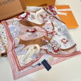 Louis Vuitton Fashion Versatile Vivienne World Tour Printed Silk Square Towel 90 x 90 CM