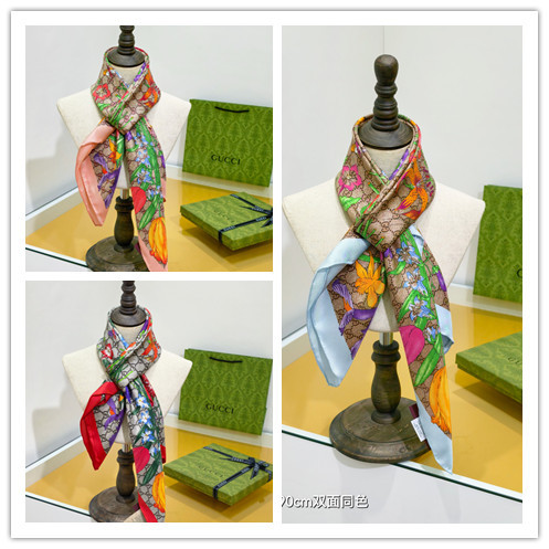 Gucci Fashion Versatile Flower Logo Double Sided Silk Square Towel 90 x 90 CM