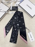 Chanel Fashion Versatile Silk Hair Strap Paddle Scarf 6x 120 CM