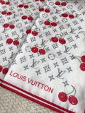 Louis Vuitton Fashion Versatile Cherry Logo Printed Silk Square Towel 90 x 90 CM