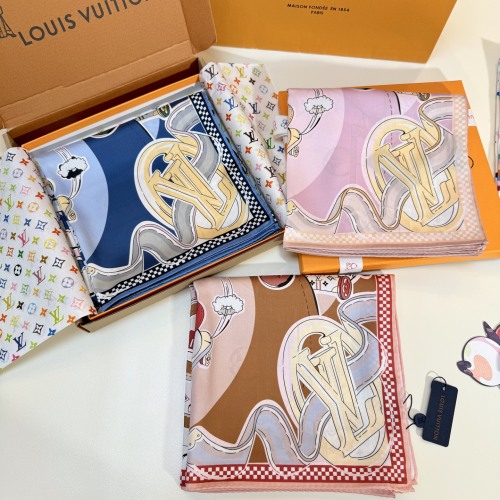 Louis Vuitton Fashion Versatile Vivienne World Tour Printed Silk Square Towel 90 x 90 CM