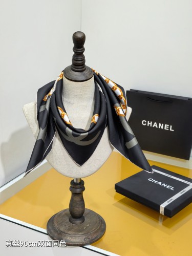 Chanel Fashion Versatile Double Sided Silk Square Towel 90 x 90 CM