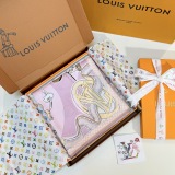 Louis Vuitton Fashion Versatile Vivienne World Tour Printed Silk Square Towel 90 x 90 CM