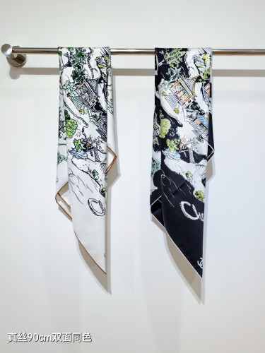 Chanel Fashion Versatile Double Sided Silk Square Towel 90 x 90 CM