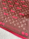 Louis Vuitton Fashion Versatile Cherry Logo Printed Silk Square Towel 90 x 90 CM