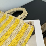 Prada Fashion Versatile Embroidered Logo Straw Bag