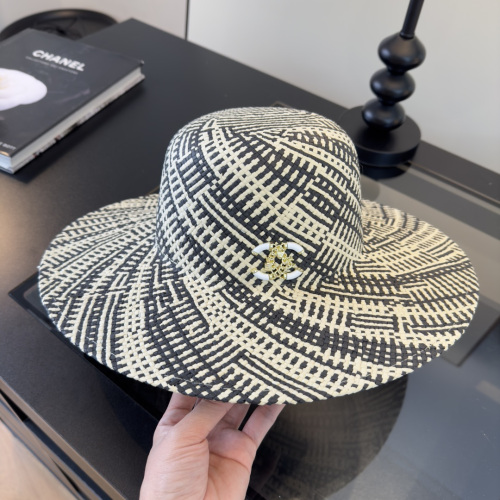 Chanel New Fashion Versatile Top Hat Grass Hat 57CM