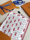 Louis Vuitton Fashion Versatile Cherry Logo Printed Silk Square Towel 90 x 90 CM