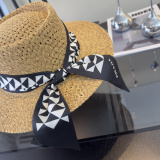 Prada New Fashion Versatile Top Hat Straw Hat 57CM