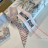 Dior Fashion Versatile Logo Printed Double Sided Silk Scarf Hair Strap 6 x 105 CM
