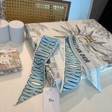 Dior Fashion Versatile Logo Printed Double Sided Silk Scarf Hair Strap 6 x 105 CM