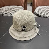 Louis Vuitton Women's Elegant Bow Fisherman's Hat Sunshade Straw Hat