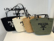 Prada Fashion Versatile Logo Printed Woven Bag Beach Bag Size: 40 x 26 CM
