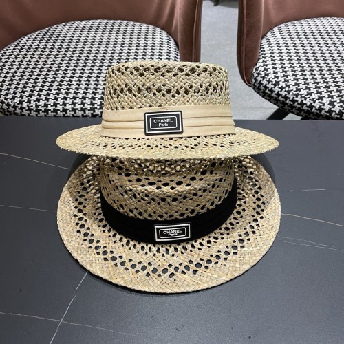 Chanel Fashion Versatile Hollow Grass Hat Sunscreen Hat 57CM