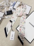 Chanel Fashion Versatile Silk Hair Strap Paddle Scarf 6x 120 CM