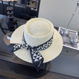 Prada New Fashion Versatile Top Hat Straw Hat 57CM
